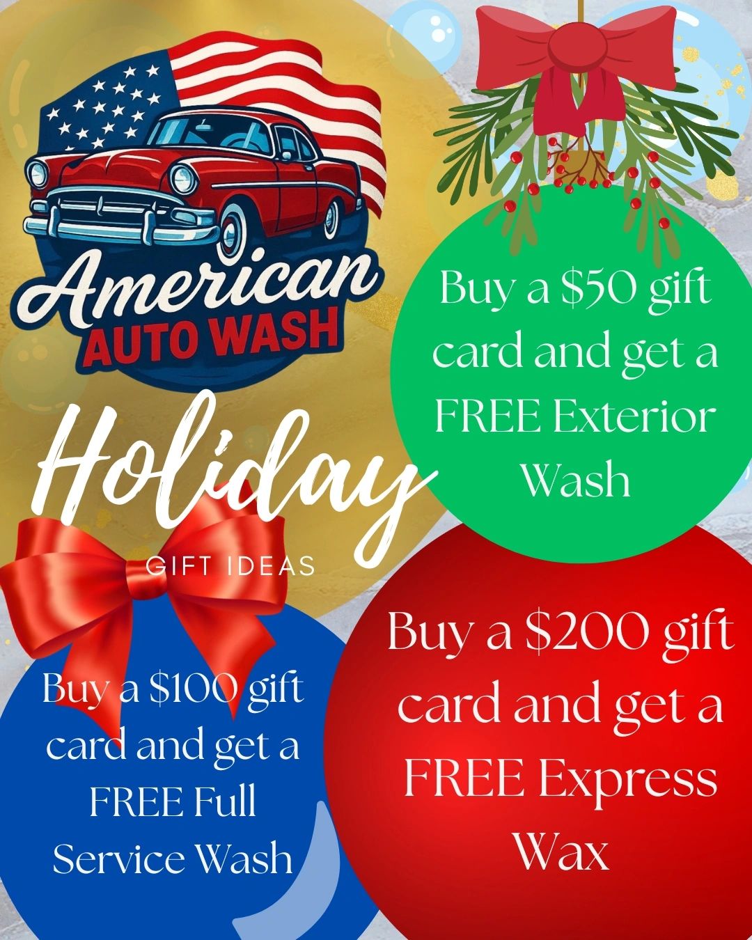 American Auto Wash gift card promotion artwork